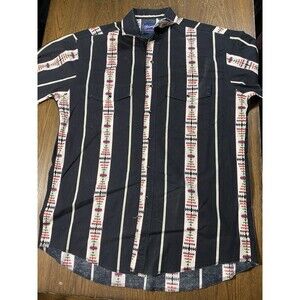 VTG Wrangler Western Shirt Size Large Brushpopper Aztec Pearl Snap 22pit2pit